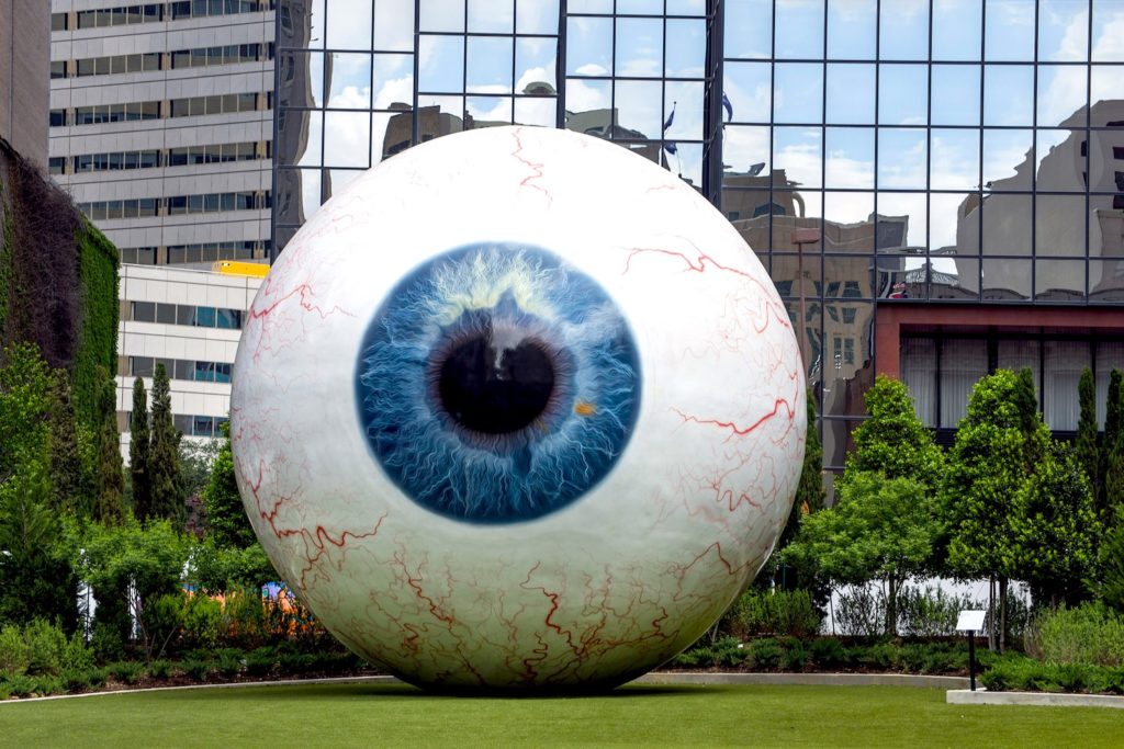 giant eyeball downtown dallas stone street gardens campisi's restaurants